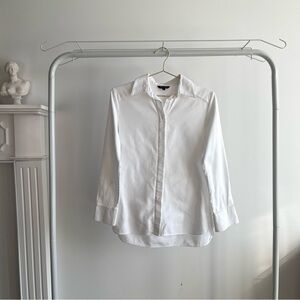 Massimo Dutiti Texturued White Button-Up Shirt
